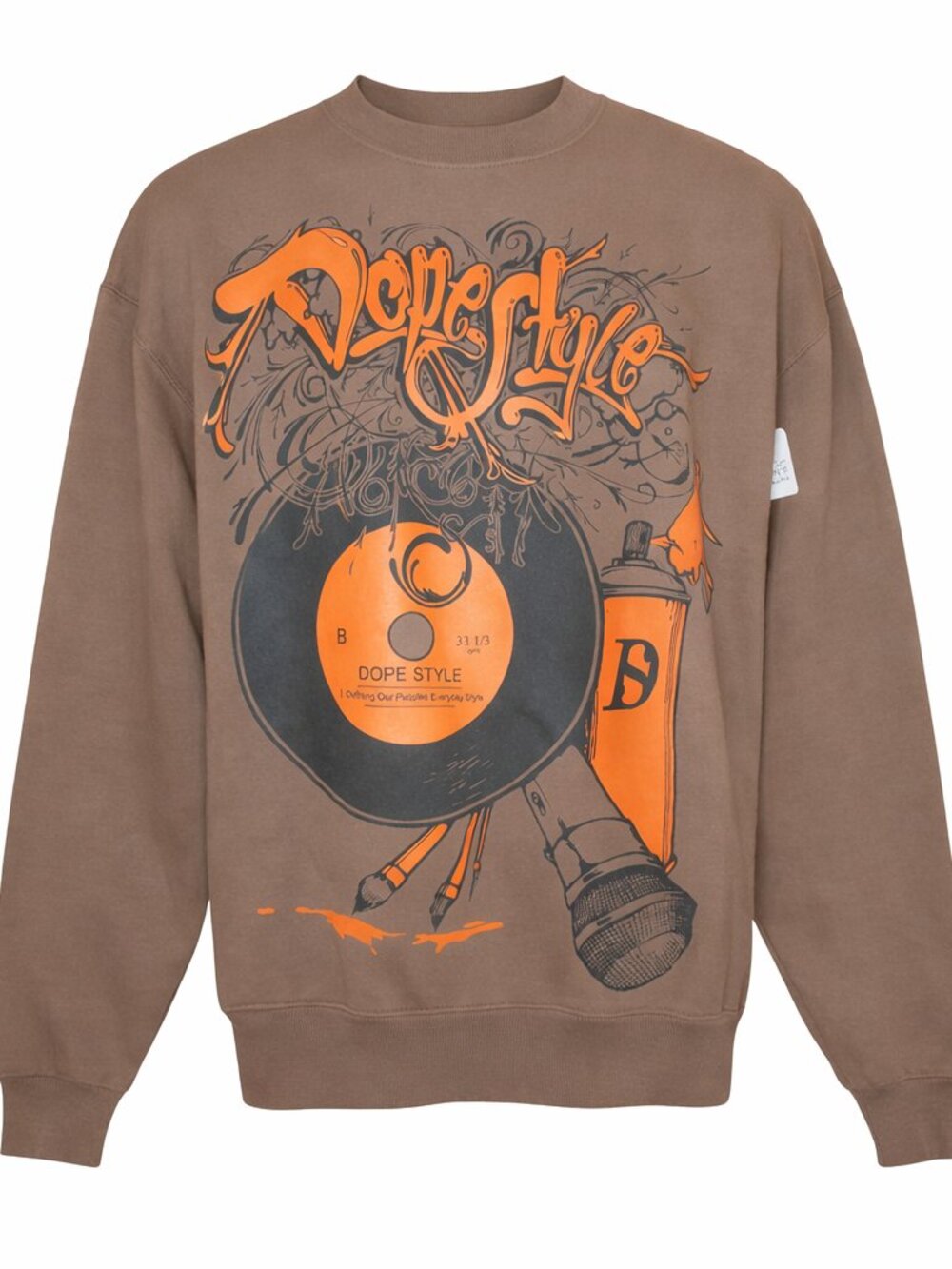 Dope Style Brown Graphic Crewneck Sweatshirt | Size Medium